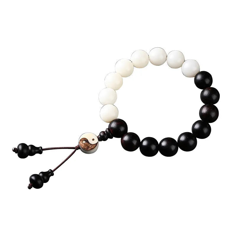 Handcrafted bodhi bead bracelet with eight-diagram pattern design featuring 11mm diameter beads