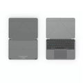 Grey Bluetooth wireless folding keyboard for mobile phones and tablets showing compact design