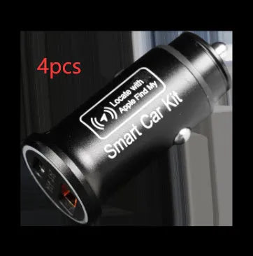Black GPS car locator device with 12V charger plug for vehicle tracking applications