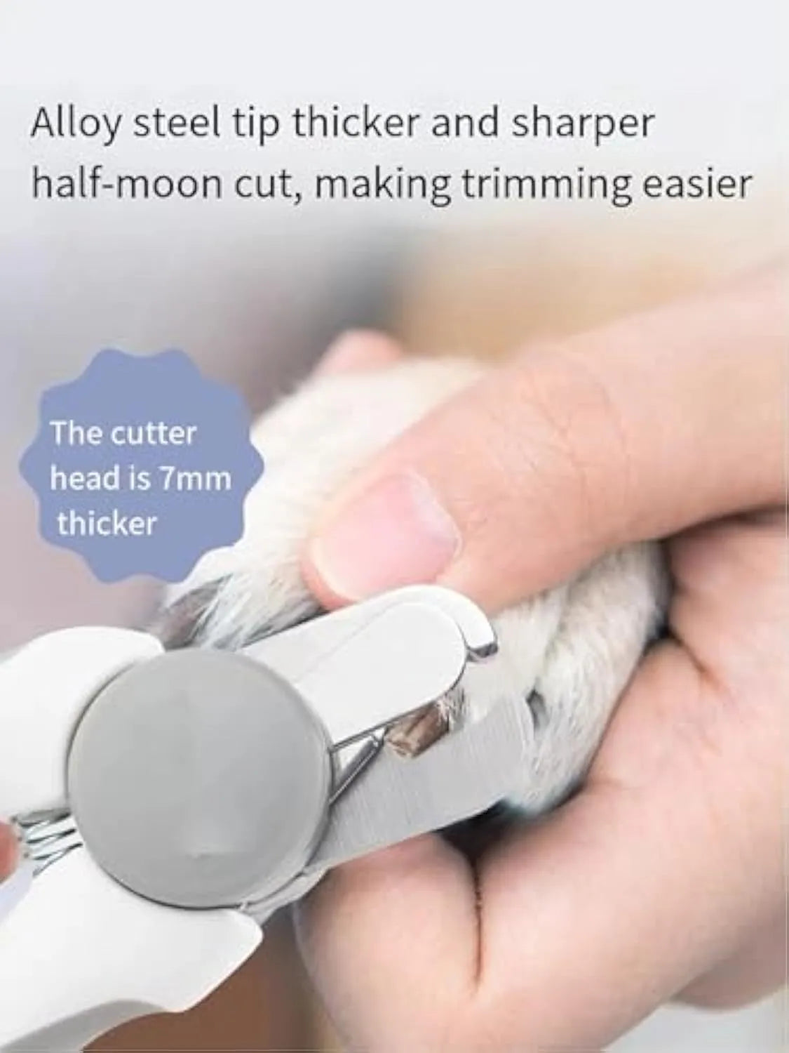 Blue heavy-duty dog nail clippers with safety guard for trimming thick nails on large breeds
