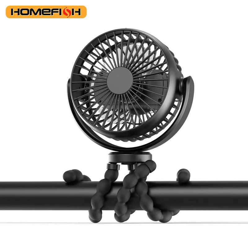 HOMEFISH F2 portable fan with automatic shake head mounted on a removable bracket
