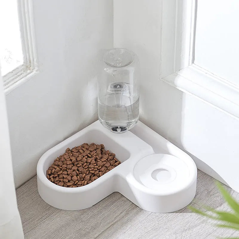 White food-grade plastic pet water fountain for cats and dogs with four flow modes.
