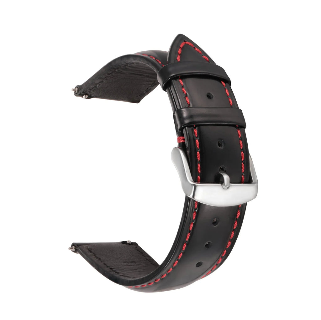 Quick release leather watch strap in multiple width sizes and colour options