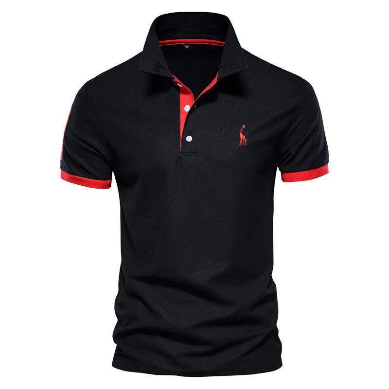 Men's slim fit embroidered short sleeve t-shirt in cotton blend fabric multiple colour options