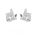 925 sterling silver butterfly stud earrings with electroplated white gold or gold finish for women