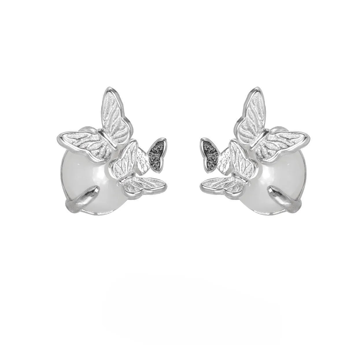 925 sterling silver butterfly stud earrings with electroplated white gold or gold finish for women