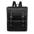 Korean style soft PU retro backpack shown in black, brown, creamy white, and dark brown.
