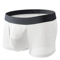 Men's ice silk mesh boxer briefs in black, white, and grey colours showing low waist design
