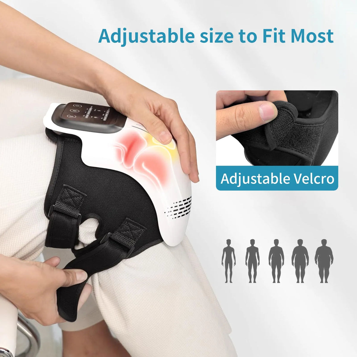 Intelligent electric knee massager with heating, kneading, infrared laser and vibration functions in white colour