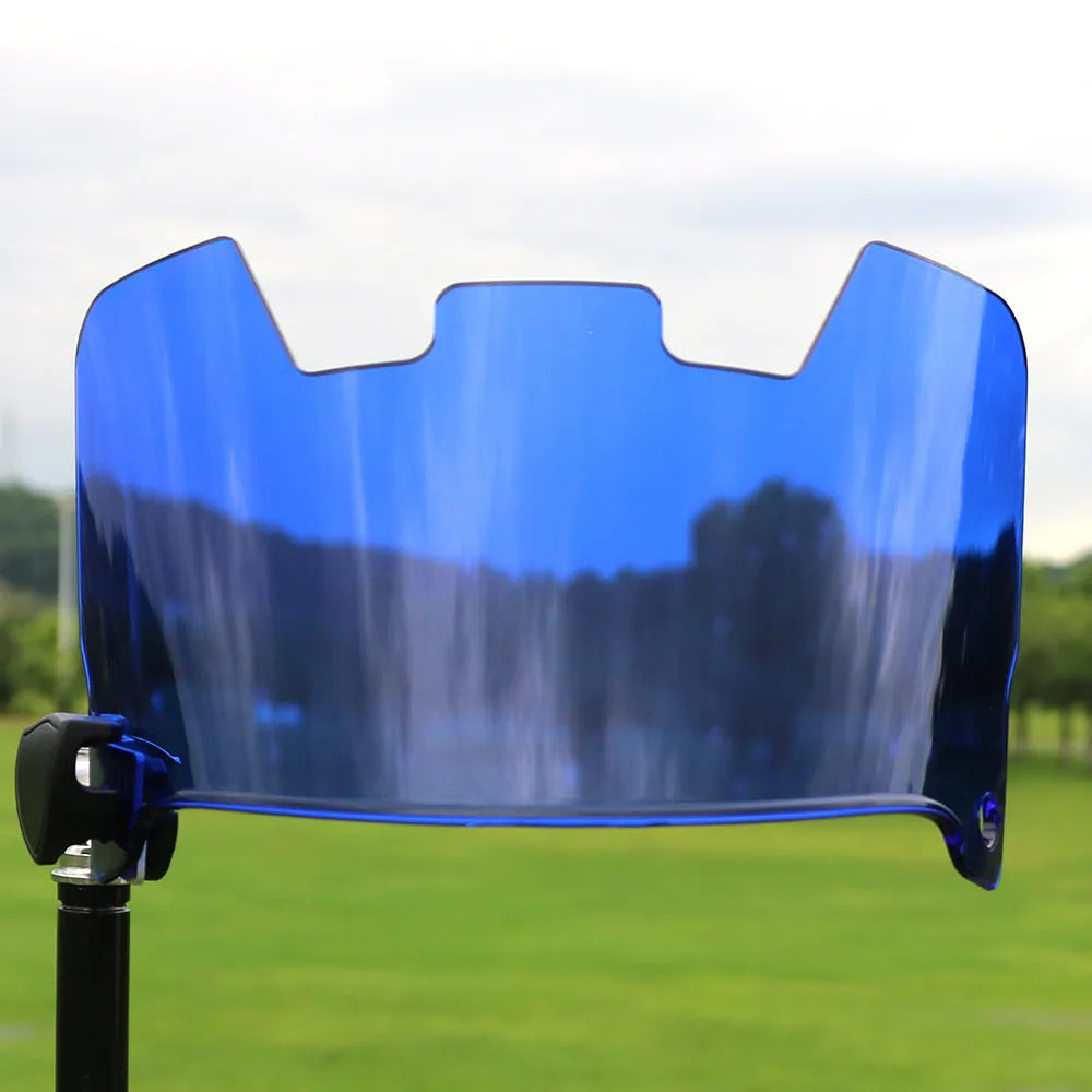 American style rugby helmet goggles in a multicolour option, showing attachment to a rugby helmet.