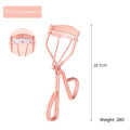 Eyelash curler with comb, 10.7cm wide angle manual beauty tool in pink or silver finish