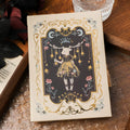 THALO A5 retro art notebook with gothic style cover, open on wood pulp paper.