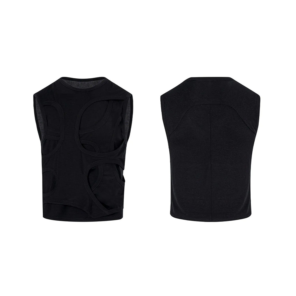 Men's solid colour Lyocell vest in tank top style on a hanger.