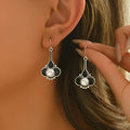 Silver electroplated alloy women's earrings with retro creative design for professional fashion styling