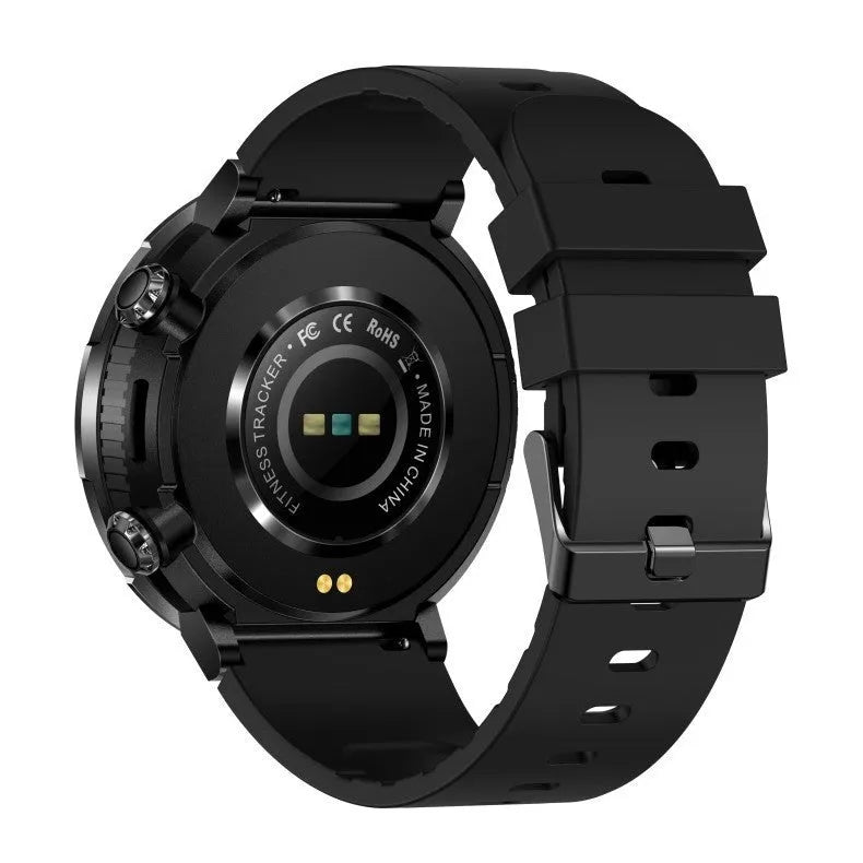 T30 Smart Watch with black silicone strap showing 52mm IPS screen displaying time and heart rate