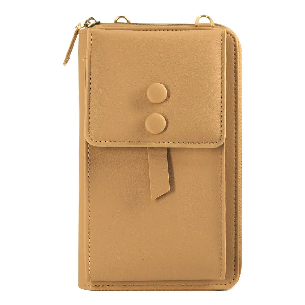 Women's PU crossbody shoulder bag, flap design, 11x5x18cm horizontal square, solid colour, multi compartment