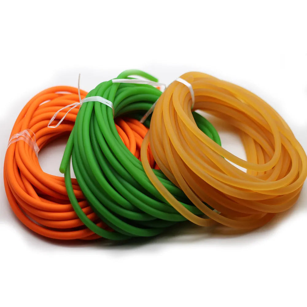 Solid fluorescent latex rubber band, round elastic cord in 2-8mm diameters, 10m length, for slingshot and craft use