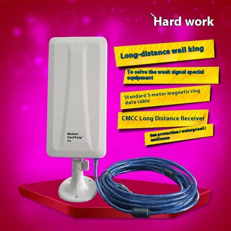 White USB wireless network card with high power signal booster for computer connectivity