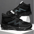 Men's black lace-up casual shoes on a white background.