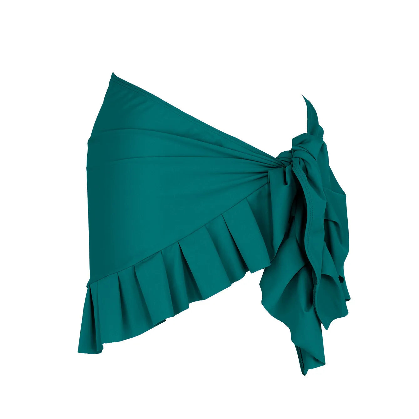 Women's single-shoulder high-waist one-piece swimsuit in a solid colour.