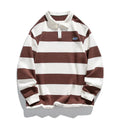 Pearl cotton lapel polo shirt in loose fit with long sleeves shown in coffee colour
