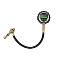 Copper and rubber mechanical tyre pressure gauge with deflation valve for SUVs and off-road vehicles.