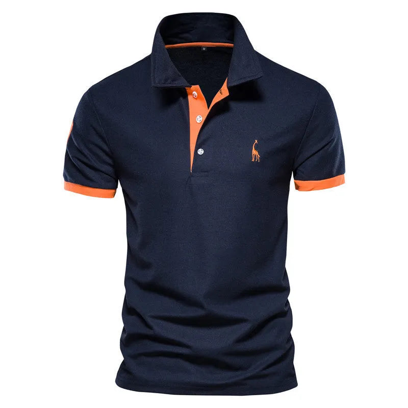 Men's slim fit embroidered short sleeve t-shirt in cotton blend fabric multiple colour options