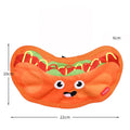 A set of four colourful crinkle and squeak dog toys shaped like a burger, fries, a hot dog, and a pizza.