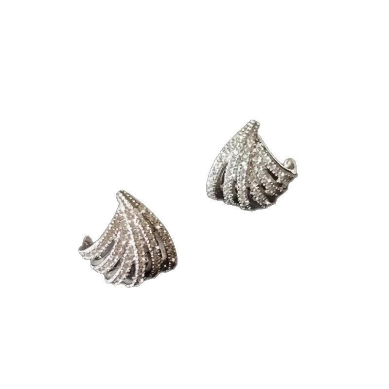 Geometric design zircon earrings with platinum electroplating finish for women