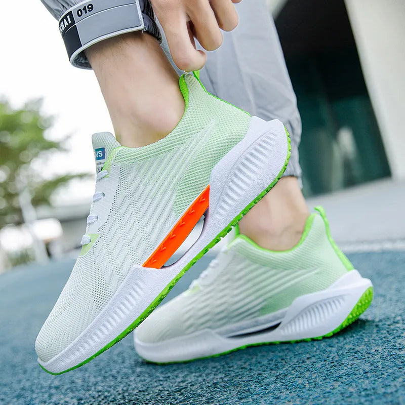 Men's blue casual sports shoes with fabric upper and round toe design