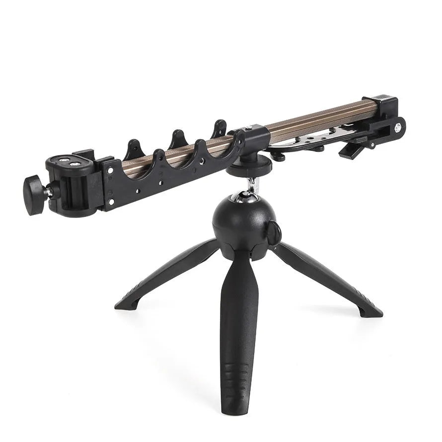 Aluminum alloy ice fishing tripod rod holder bracket supporting a small fishing rod