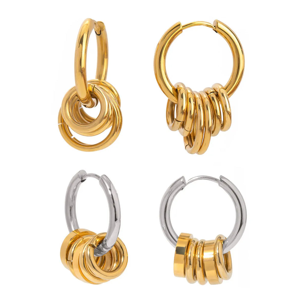 Stainless steel electroplated earrings in ins style showing two colour options