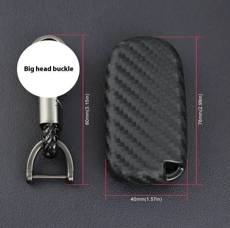 Silicone car key case for Dodge Chrysler Fiat with carbon fibre pattern and optional buckle