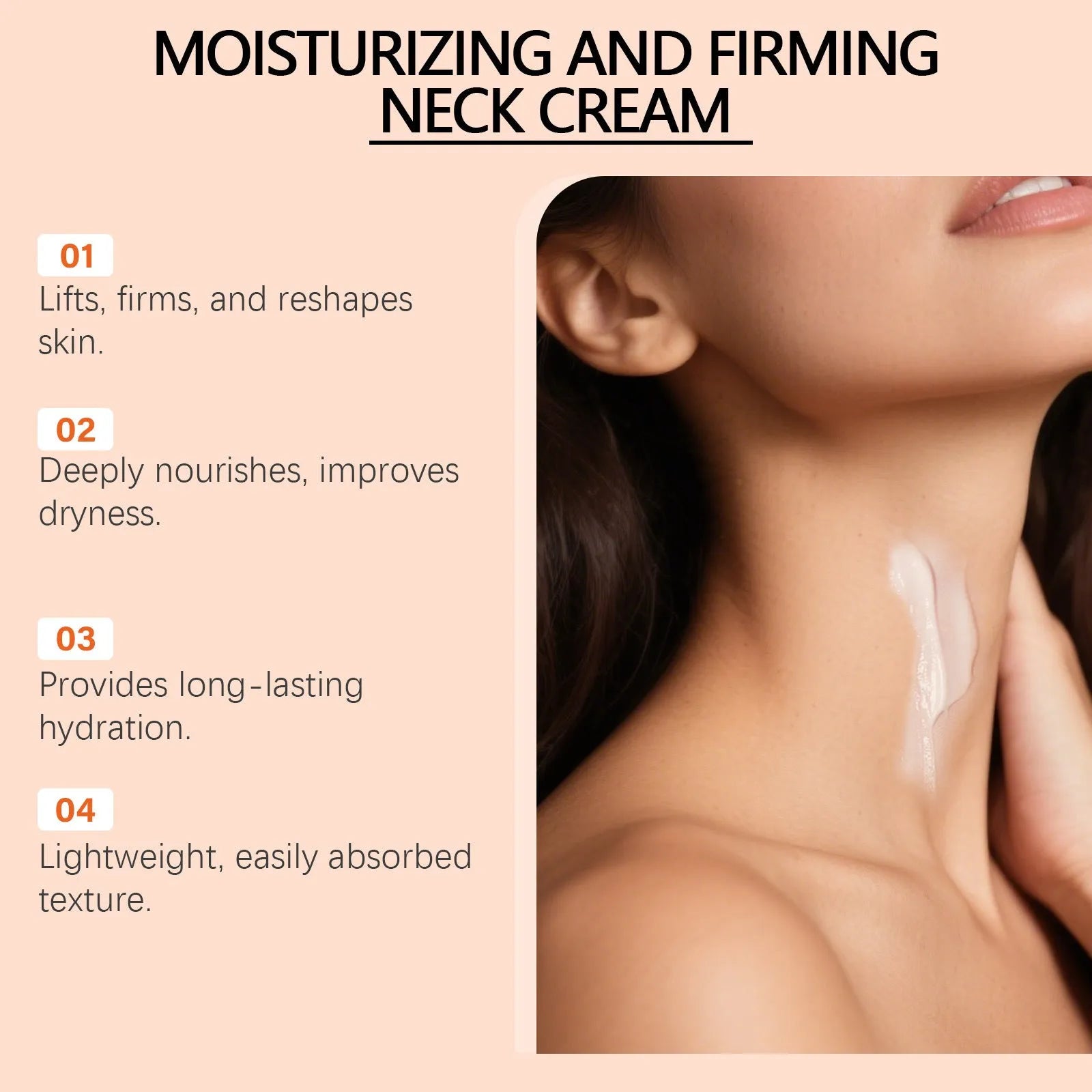 50g neck moisturising cream in 6.3cm square jar for daily contour care