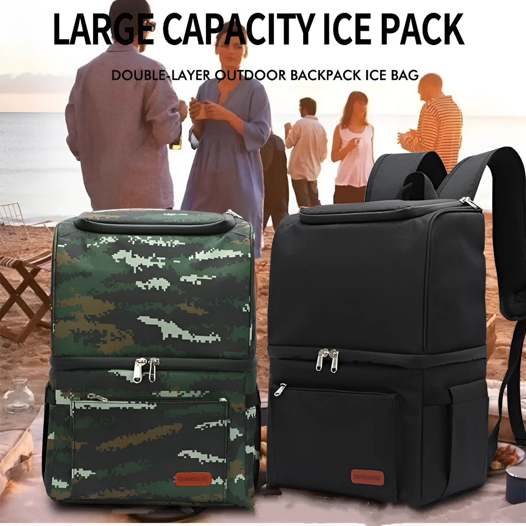 Double layer insulated waterproof picnic backpack in camouflage with ice pack