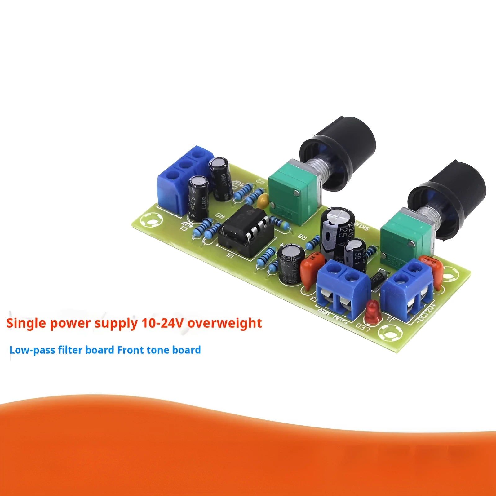 Single power supply 10-24V bass boost front stage board with FR-4 PCB