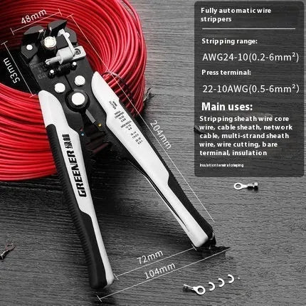 Automatic wire stripping pliers with high-carbon steel blades for electrical work