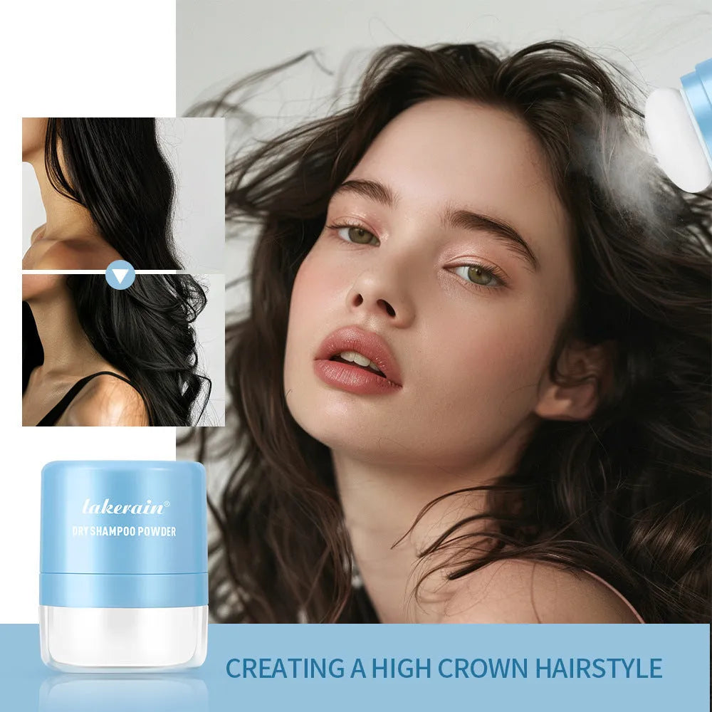 5g dry hair cleaning powder pack with sponge applicator and small mirror for refreshing bangs.