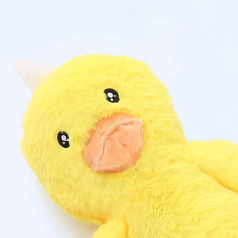 Golden retriever plush dog toy with sound feature and rattle paper texture in pink or yellow colour