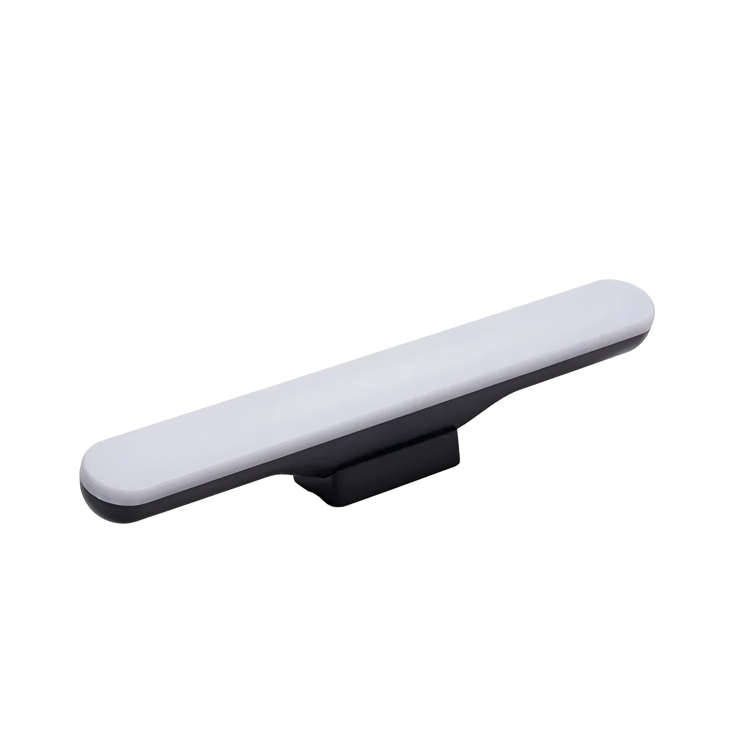 Modern white plastic smart desk lamp with touch control and adjustable LED light on a wooden desk.