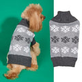 Grey or dark brown dog Christmas sweater with snowflake pattern, acrylic knitted construction
