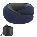 U-shaped memory foam travel neck pillow in light grey with storage bag