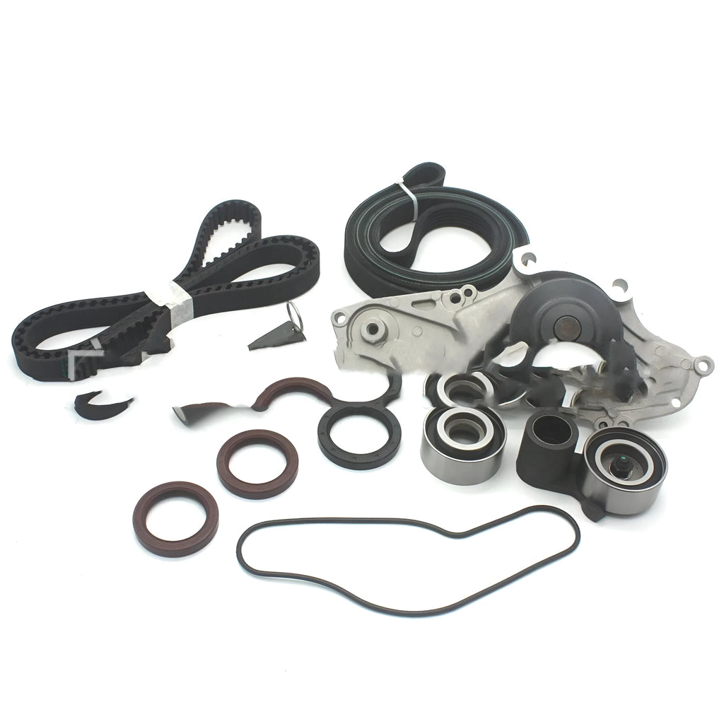 Metal automotive belt and water pump assembly measuring 28x18x16cm