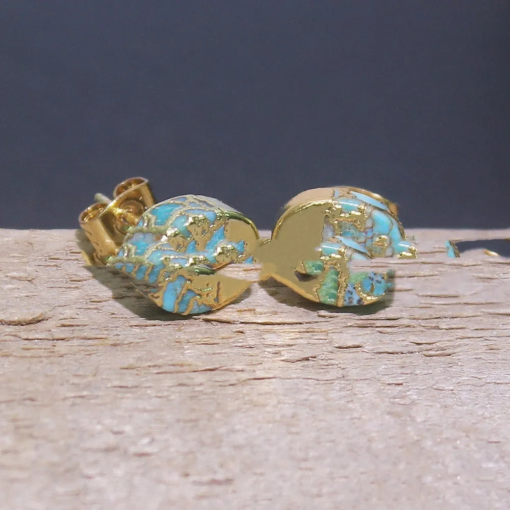 Natural stone bohemian style stud earrings with irregular-cut ER1031 colour stones