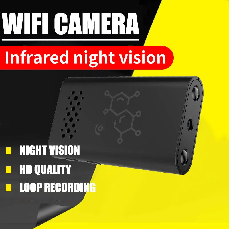 Black indoor smart security camera with WIFI connectivity for 1080p HD home monitoring and baby surveillance