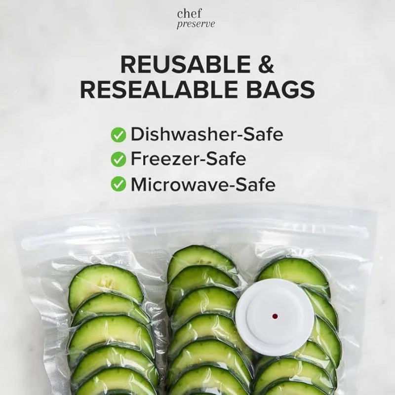 White USB electric suction pump with vacuum bags for food storage