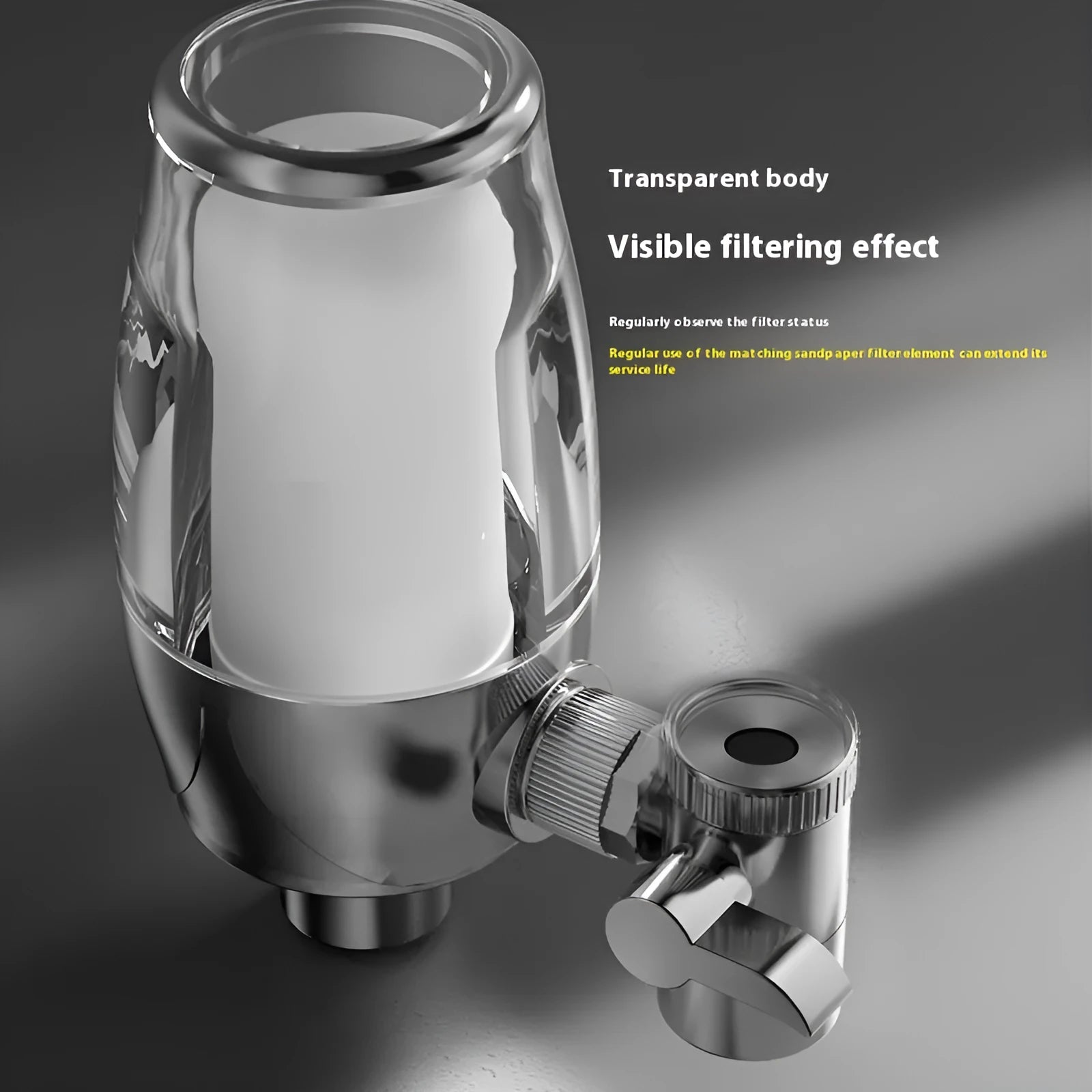 Ceramic faucet-mounted water filter unit for direct tap connection.