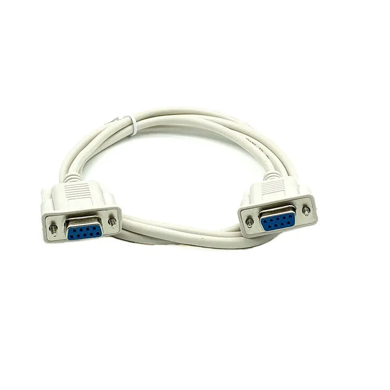 Female to female DB9 RS232 serial cable 1.5 metres long with milky white insulation