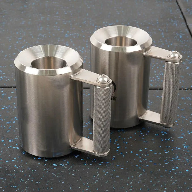 Silver 8kg stainless steel dumbbell cup with cast iron construction for weight training