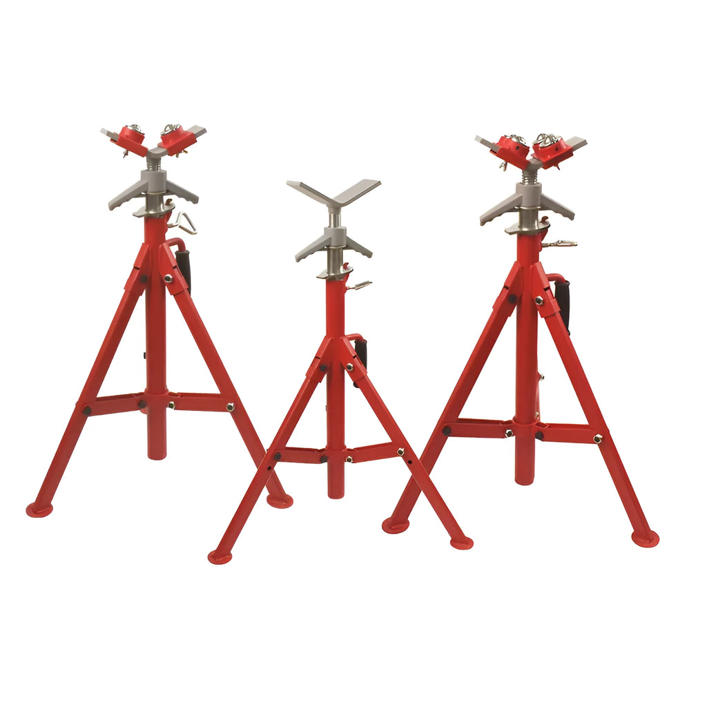 Metal V-head pipe support bracket with ball joint options for steel pipes